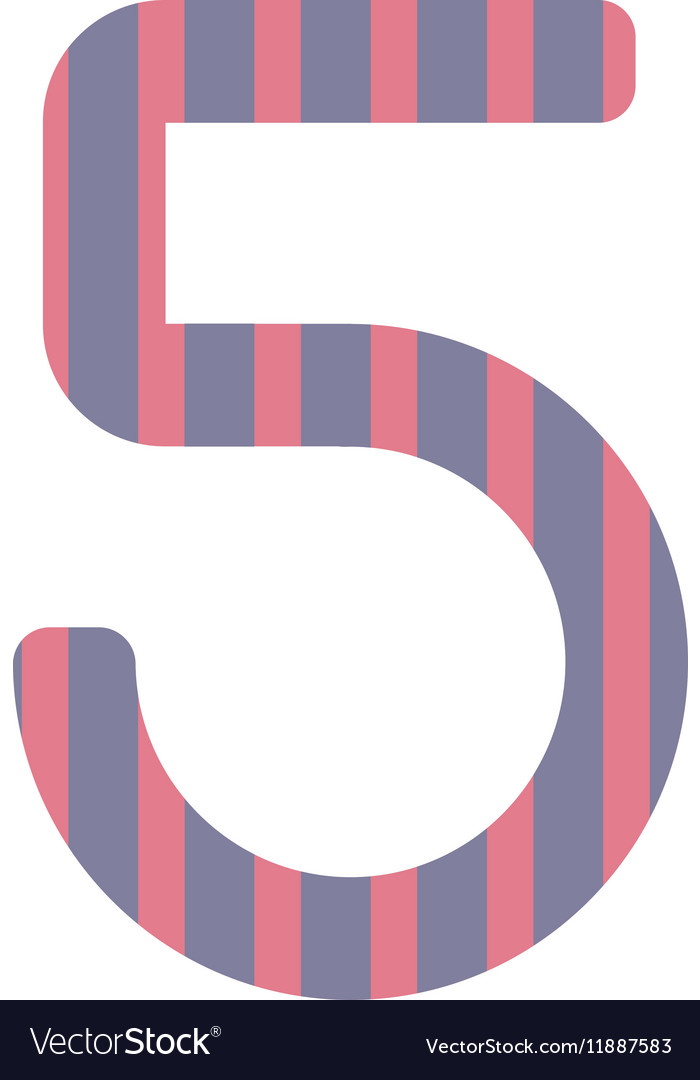 Number five design with vertical colorful striped