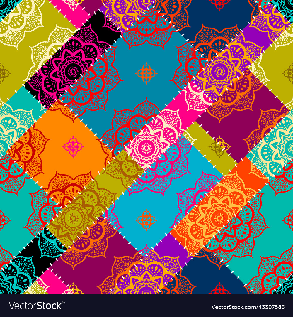 Patchwork textile pattern seamless quilting vector image Patchwork textile pattern seamless quilting
