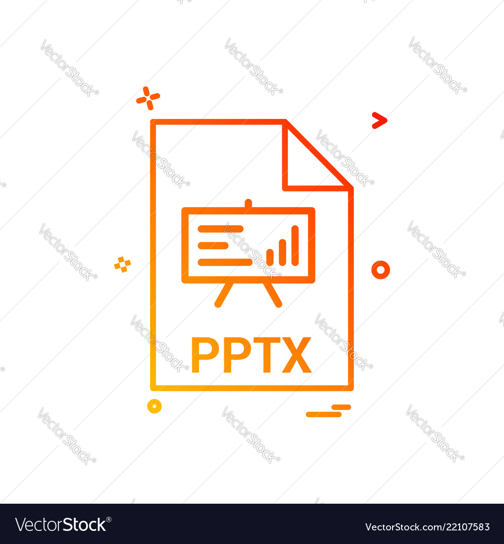 Pptx file extension format icon design vector image Pptx file extension format icon design