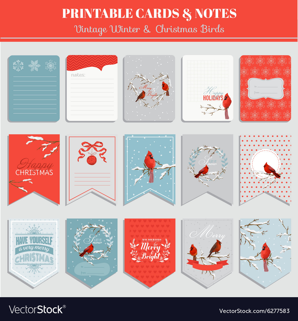 Printable cards tags and labels - christmas Vector Image
