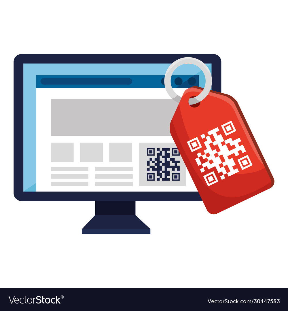 Qr code inside computer and label design