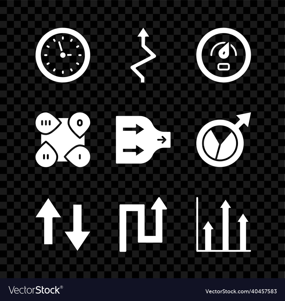 Set clock arrow digital speed meter pie chart vector image Set clock arrow digital speed meter pie chart
