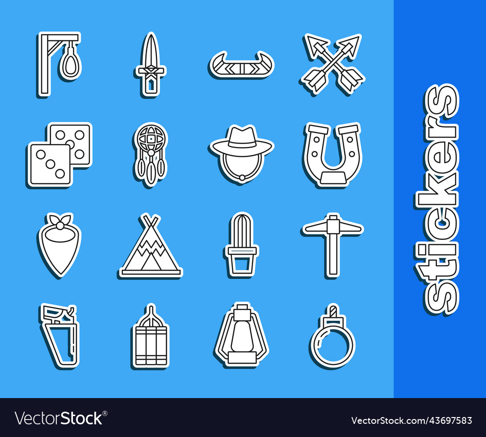 Set line bomb ready to explode pickaxe horseshoe vector image Set line bomb ready to explode pickaxe horseshoe
