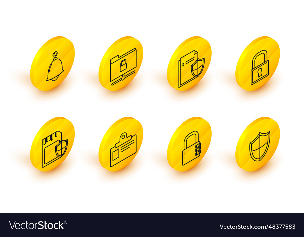 Set line shield safe combination lock vector image Set line shield safe combination lock