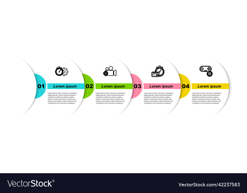 Set line time management setting video camera vector image Set line time management setting video camera