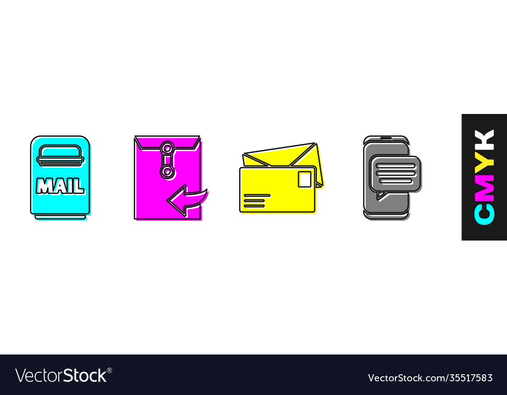 Set mail box envelope and chat messages Vector Image Set mail box envelope and chat messages