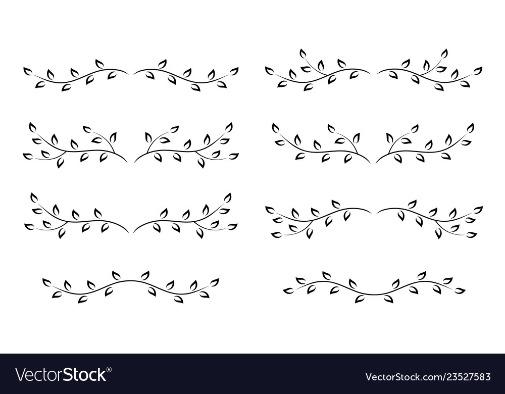 Set of black decorative linear tree branches Vector Image