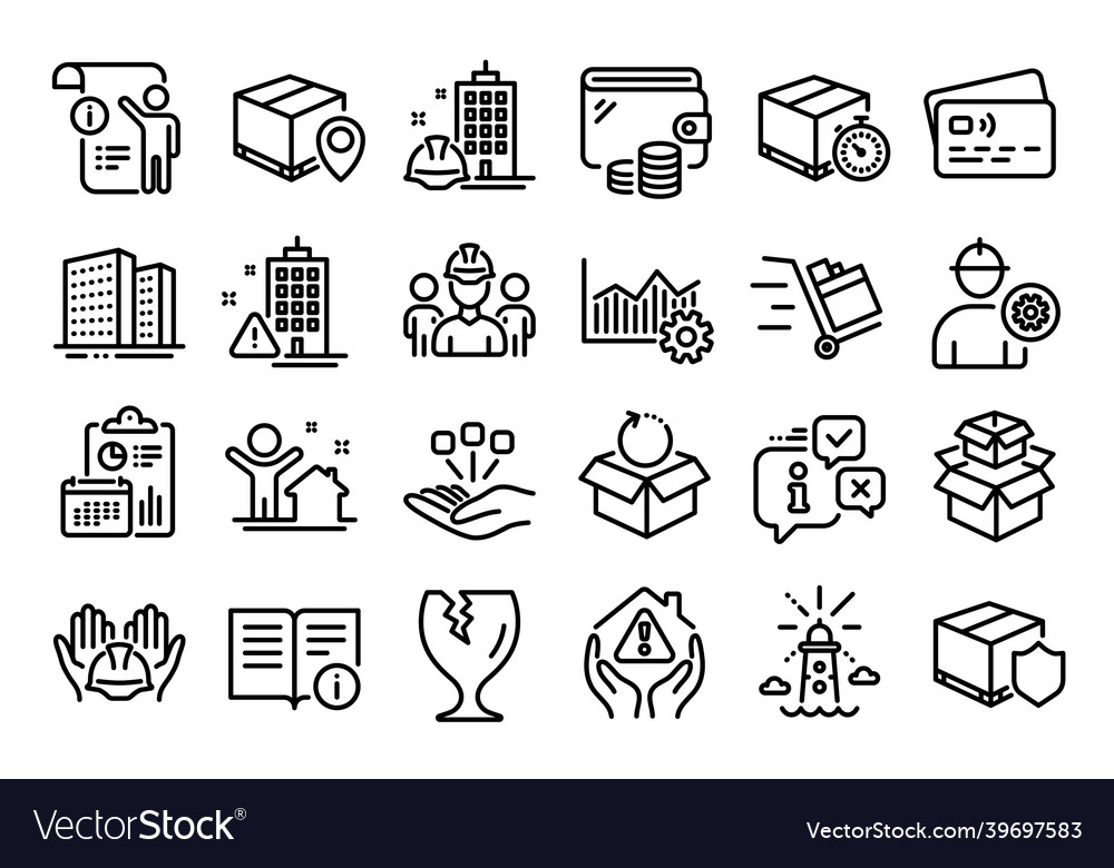 Set of engineering team push cart vector image Set of engineering team push cart