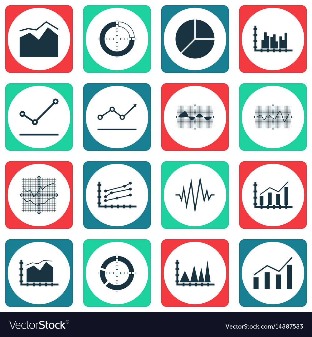 Set of graphs diagrams and statistics icons