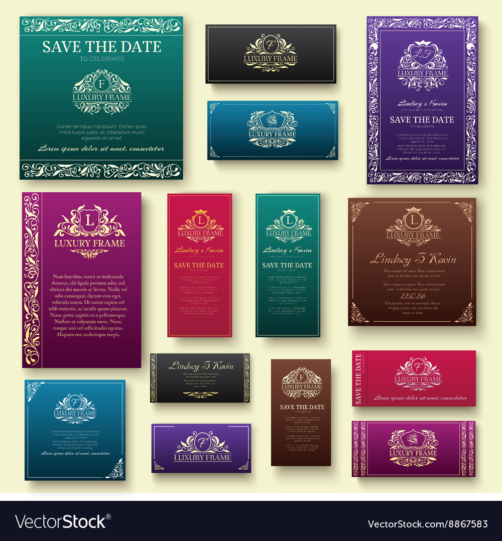 Set of luxury flyer pages with logo ornament