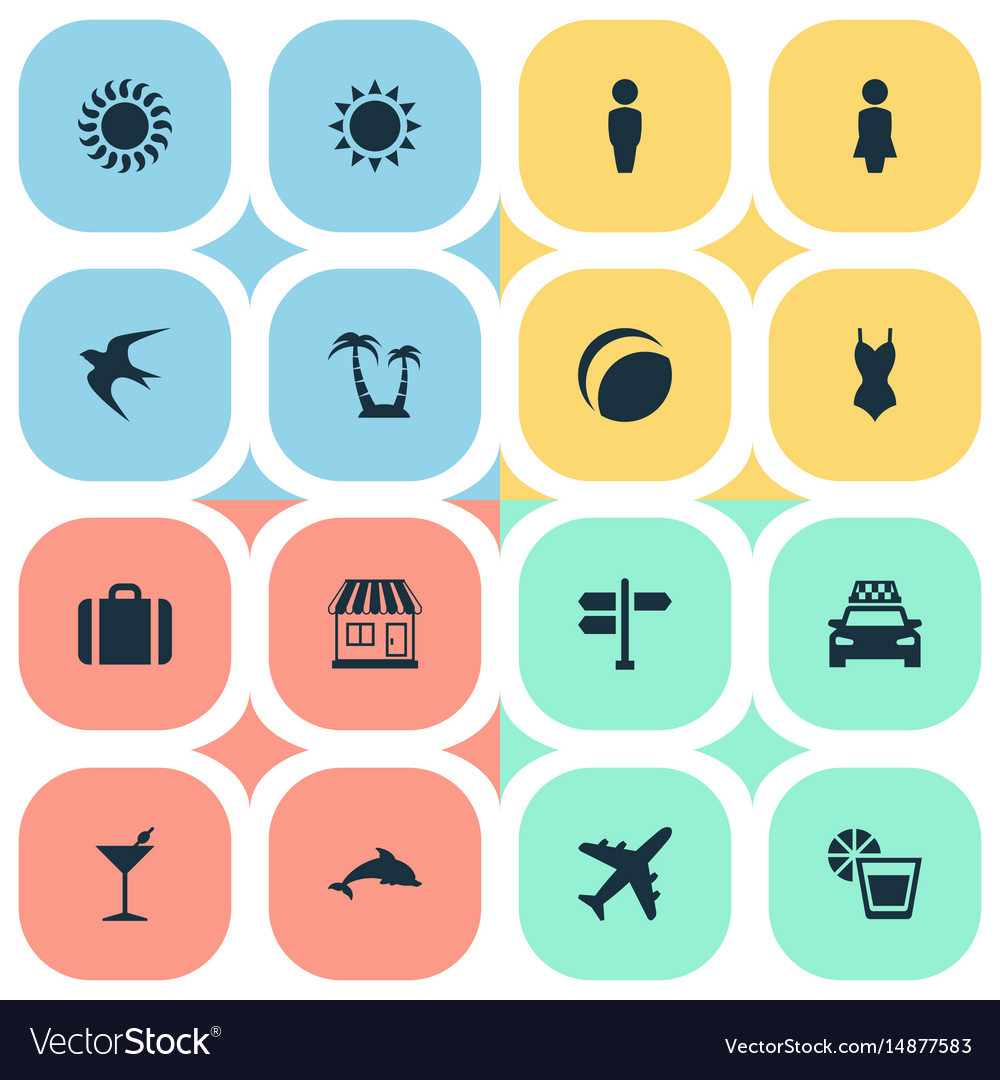 Set of simple beach icons