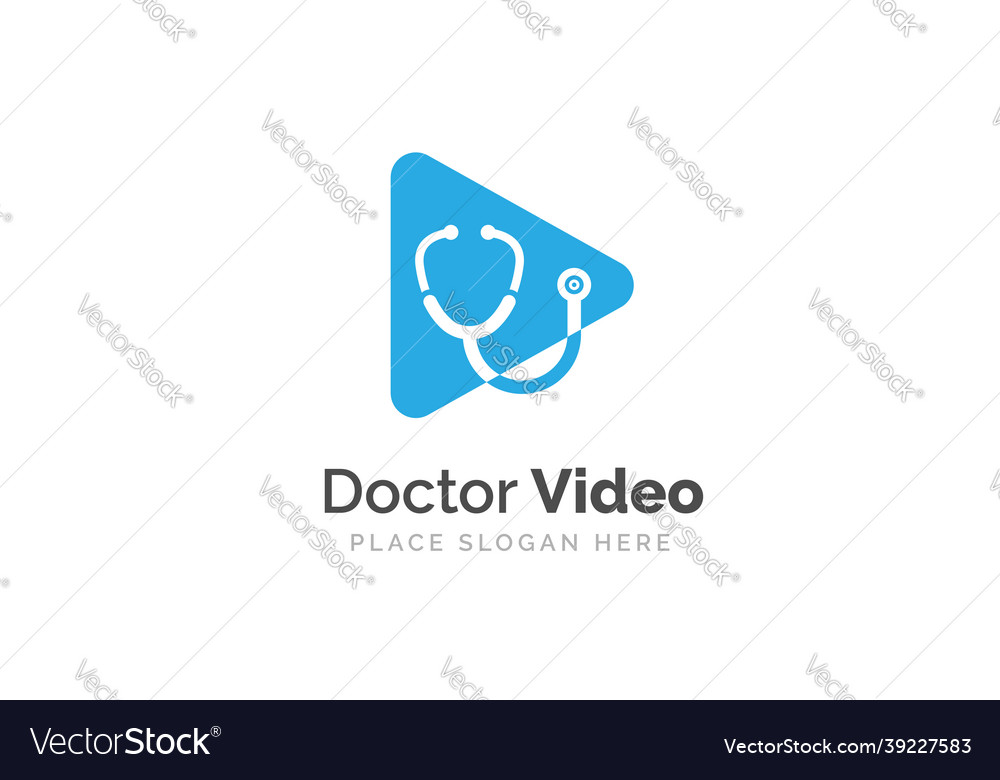 Stethoscope isolated on play button sign Vector Image