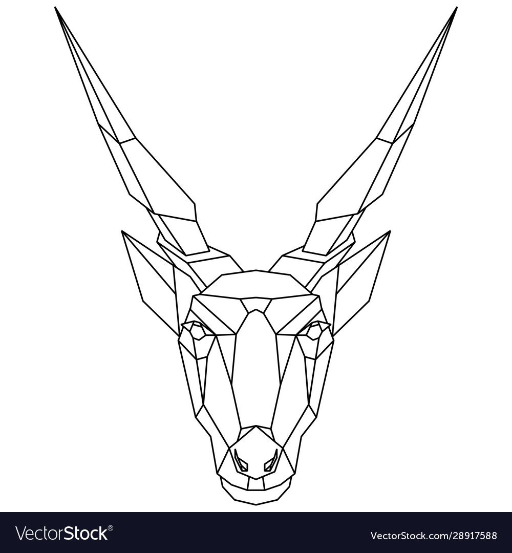 Abstract polygonal head african antelope eland