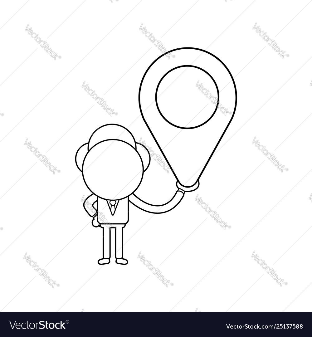 Businessman character holding map pointer black