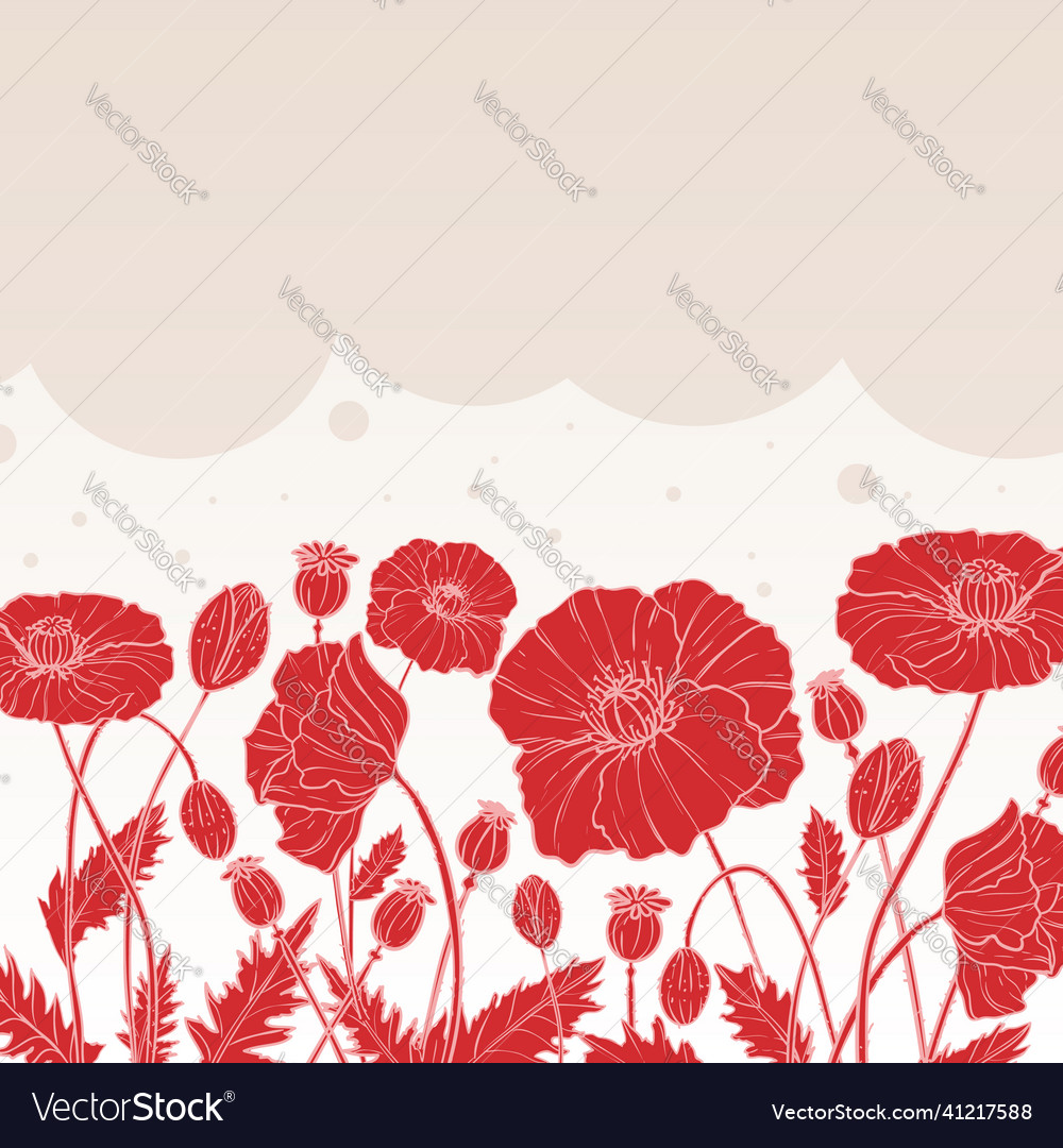 Card with poppies on background