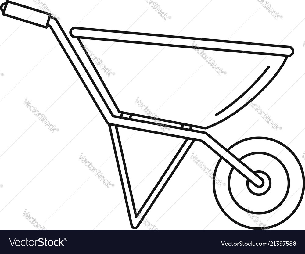 Construction Wheelbarrow Icon Outline Style Vector Image