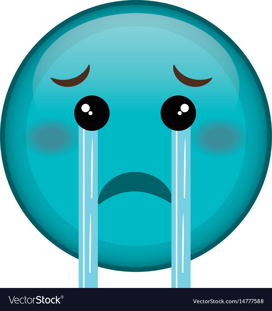 Crying face emoticon kawaii character