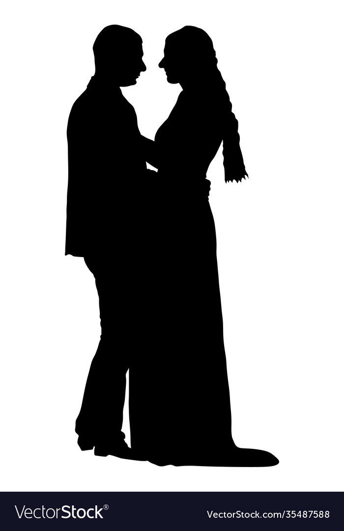 Dancer Couple In Love Silhouette Isolated Vector Image