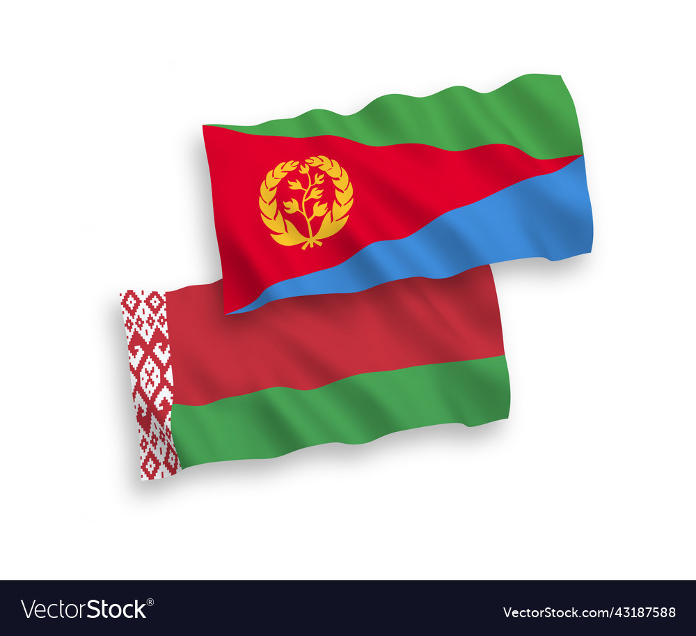 Flags of eritrea and belarus on a white background vector image Flags of eritrea and belarus on a white background