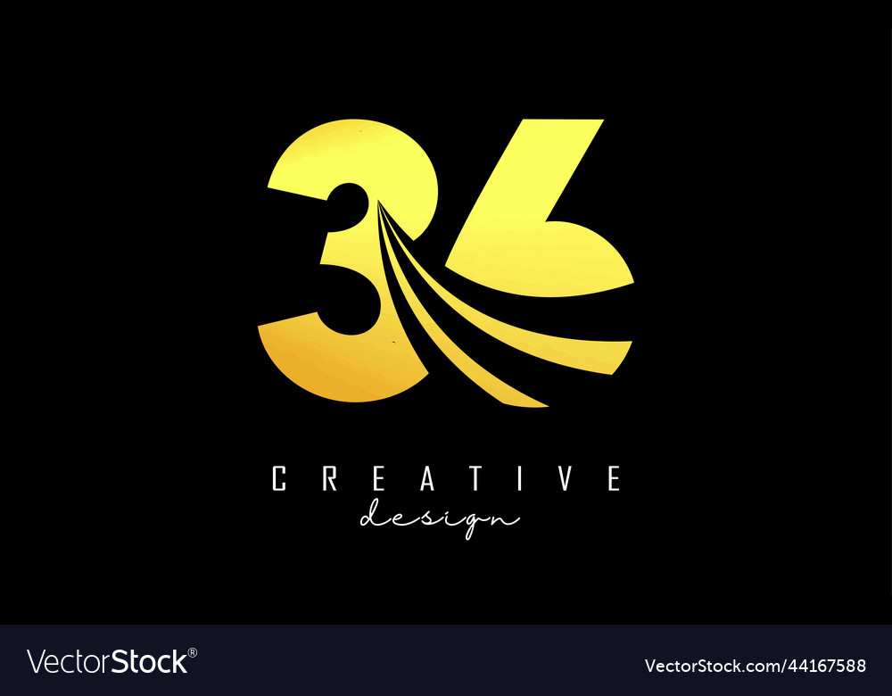 Golden creative number 36 3 6 logo with leading