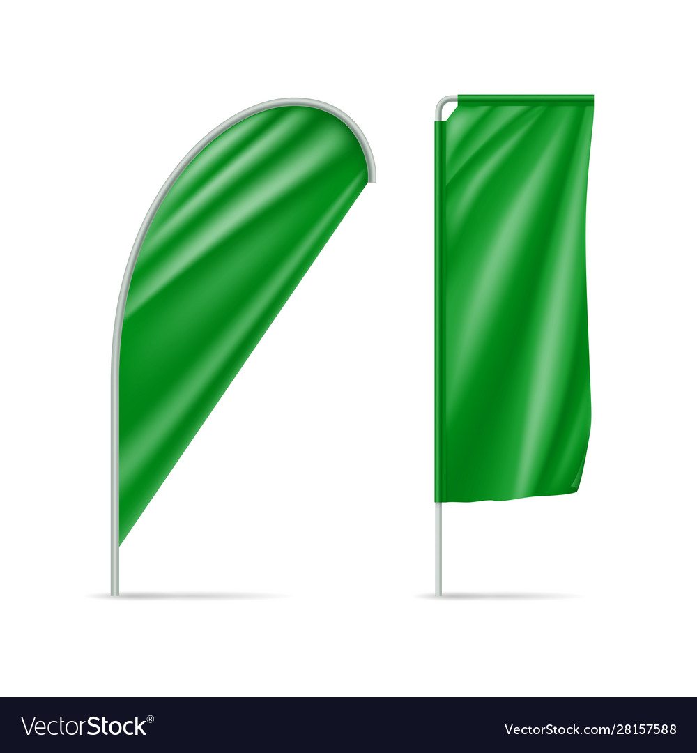 Green drop and rectangular flags vector image Green drop and rectangular flags
