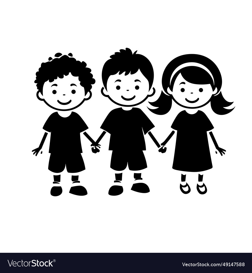 Happy children black icon on white background Vector Image