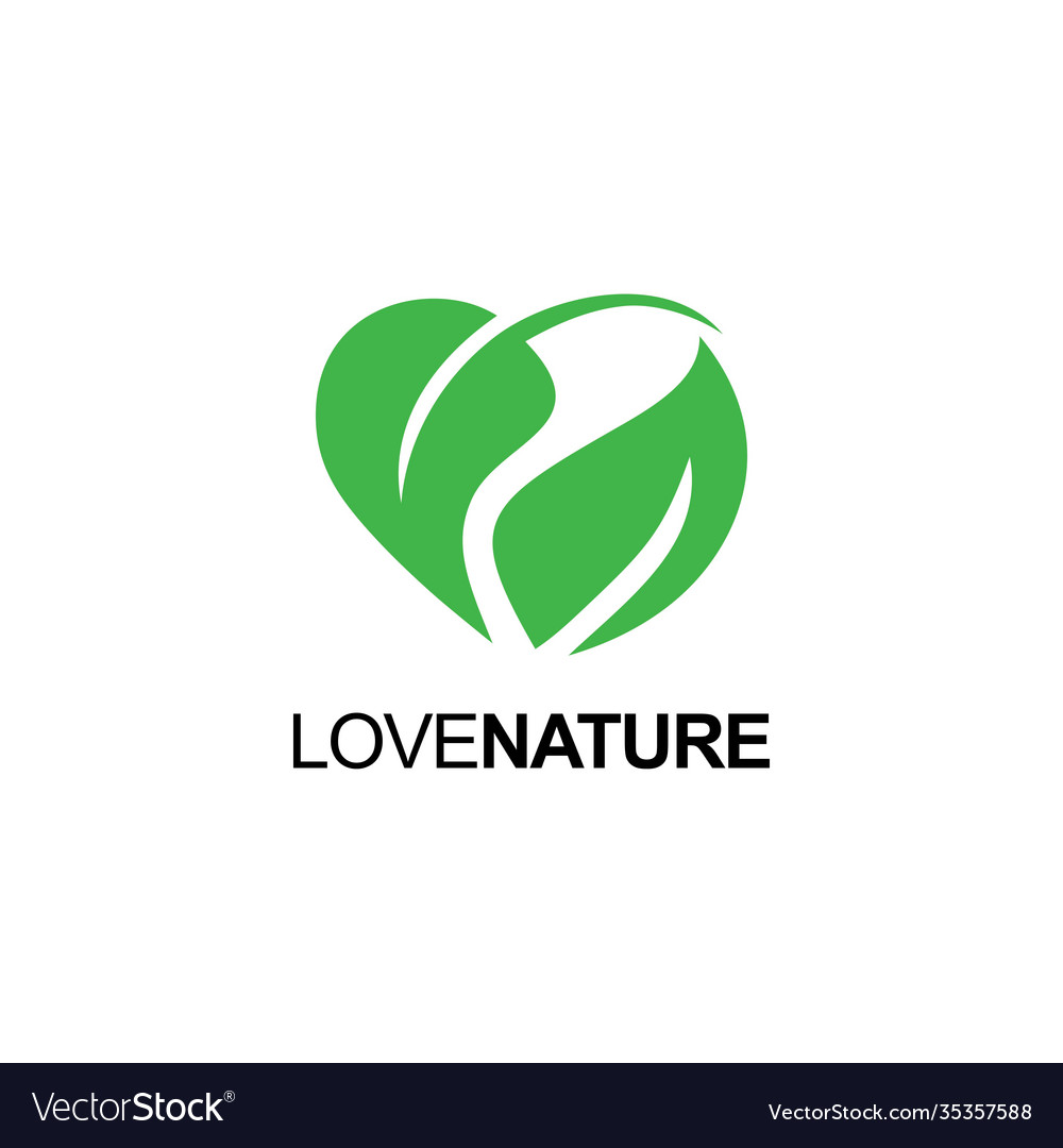 Nature love logo green leaf design