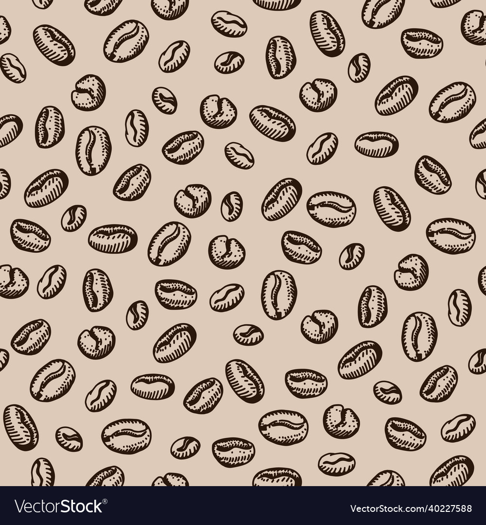 Seamless pattern with coffee beans sketch