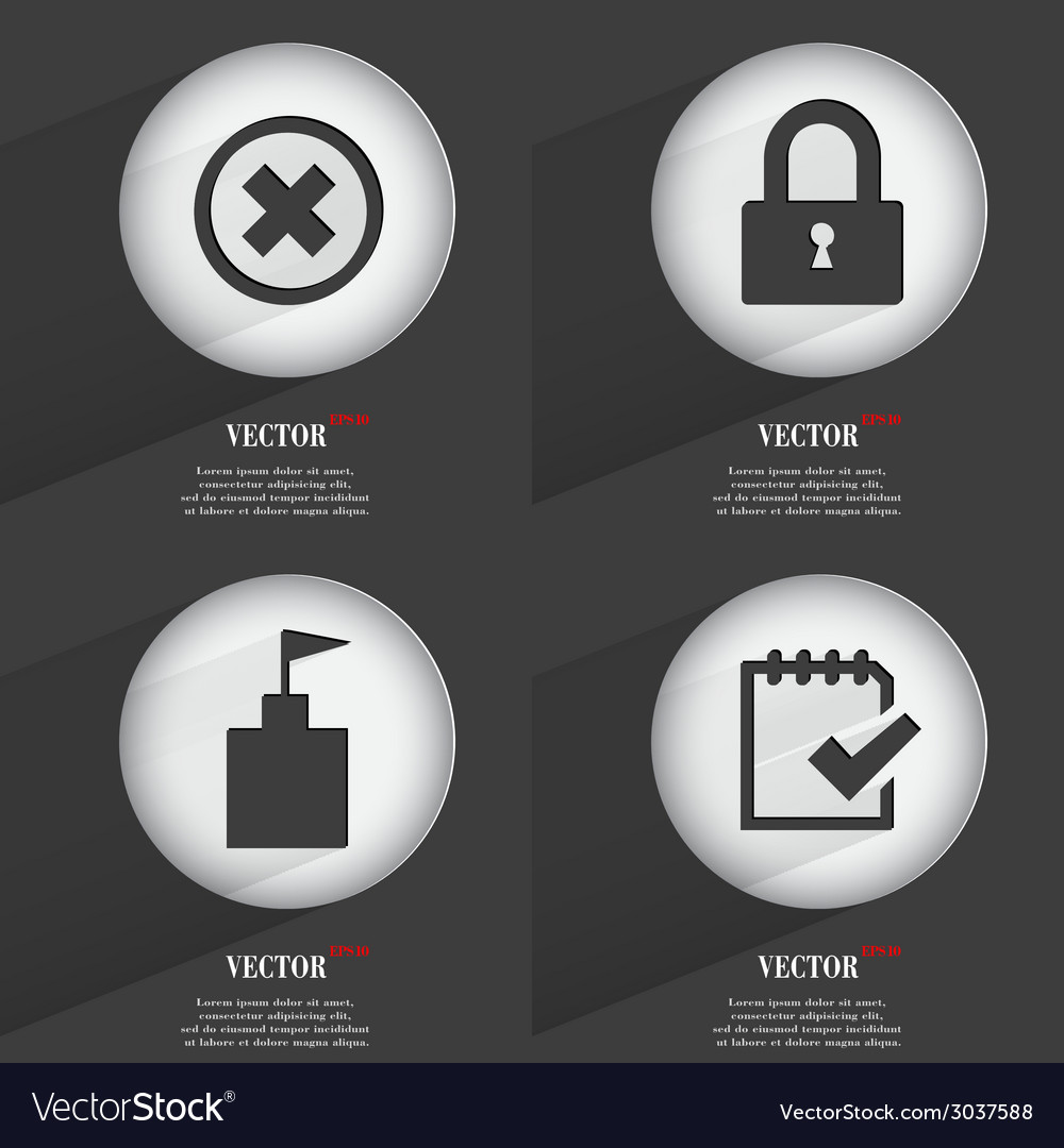 Set of 4 flat buttons icons with shadows