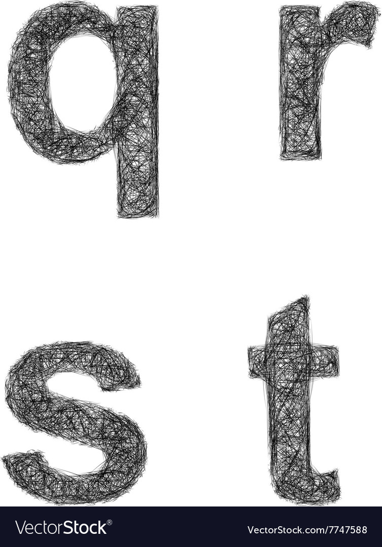 Sketch font set - lowercase letters q r s t