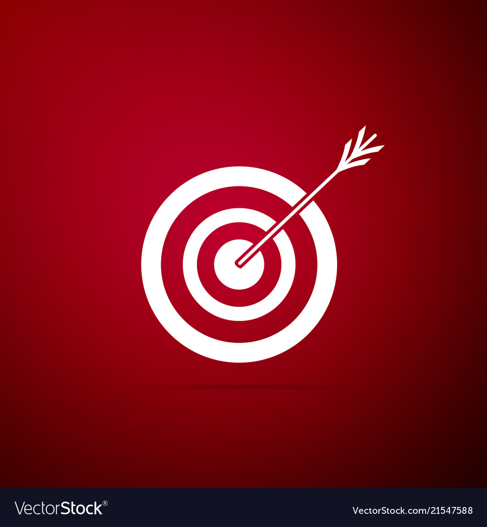 Target with arrow icon isolated on red background Vector Image Target with arrow icon isolated on red background