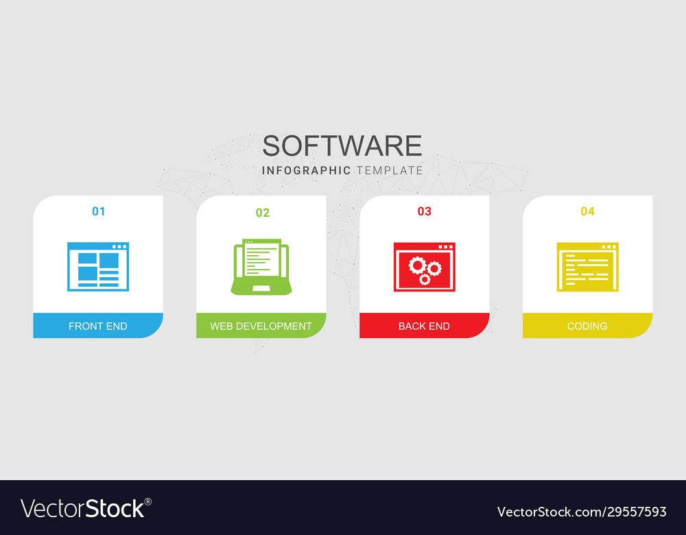 4 software filled icons set isolated