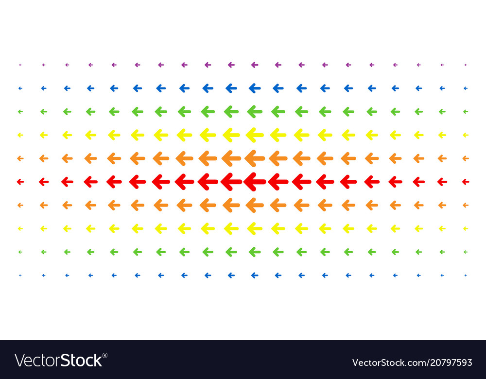 Arrow left spectrum halftone array vector image Arrow left spectrum halftone array
