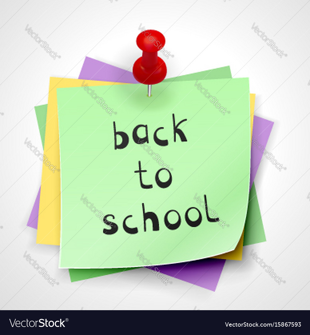 Back to school red button stack sheets of paper