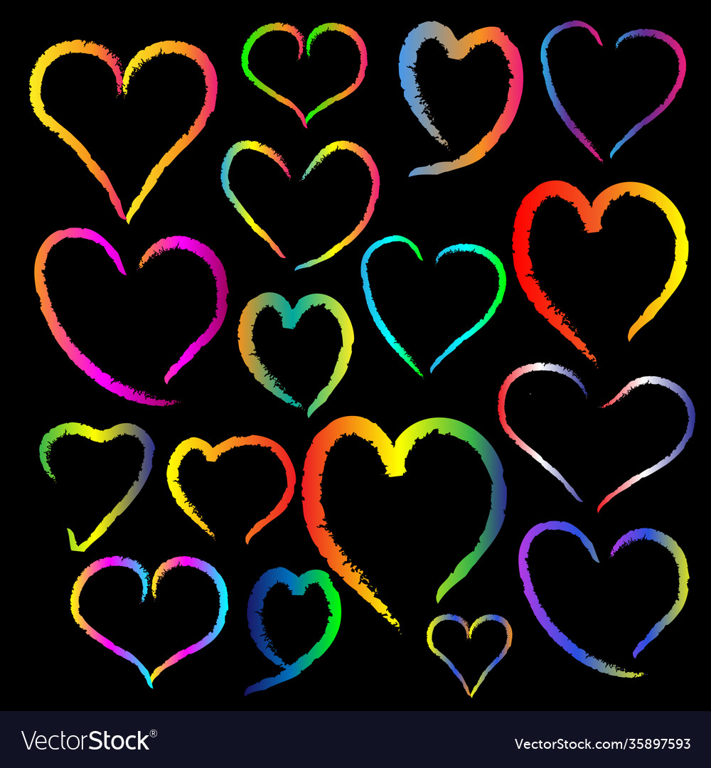 Colorful chalk heart image on black background