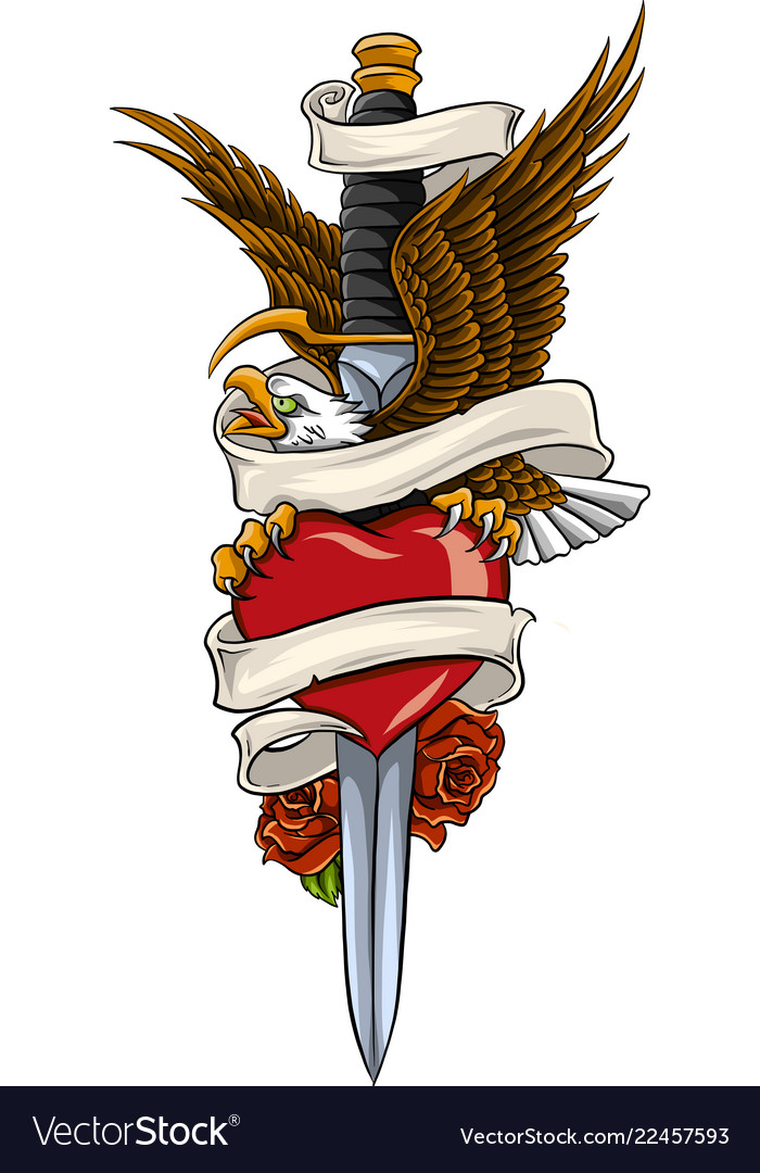 Eagle with earth and rose and ribbon vector image Eagle with earth and rose and ribbon