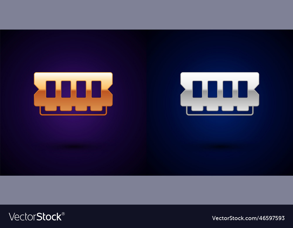Gold and silver ram random access memory icon vector image Gold and silver ram random access memory icon