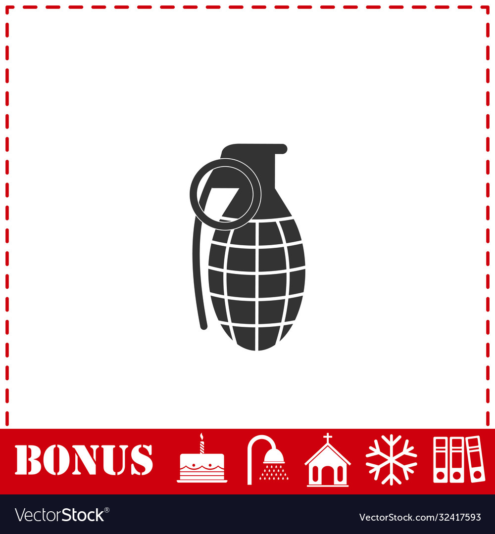 Hand grenade icon flat