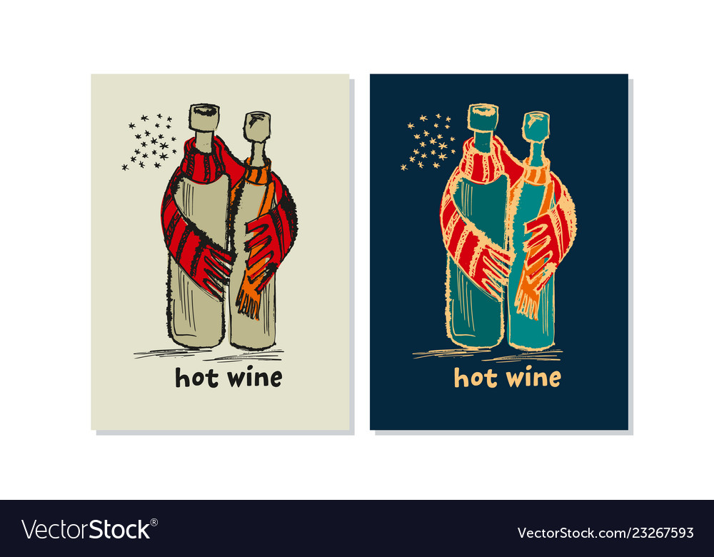 Hot Wein Hand gezeichnet Poster Farbvorlage