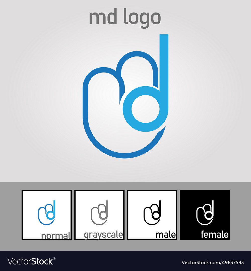 M und d Buchstaben Logo blau Farbe