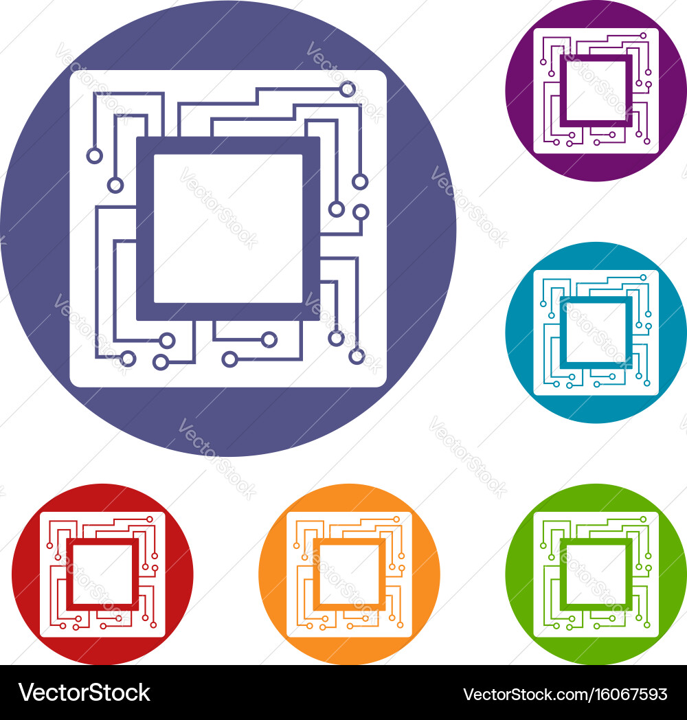 Microchip icons set Royalty Free Vector Image - VectorStock