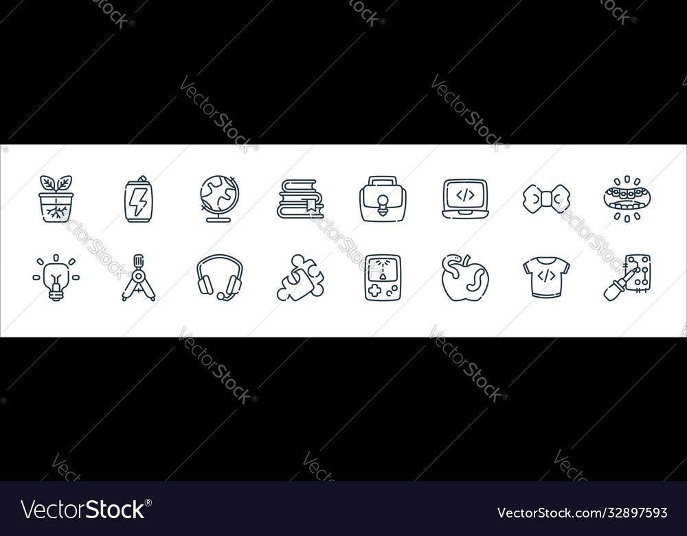 Nerd line icons linear set quality vector image Nerd line icons linear set quality