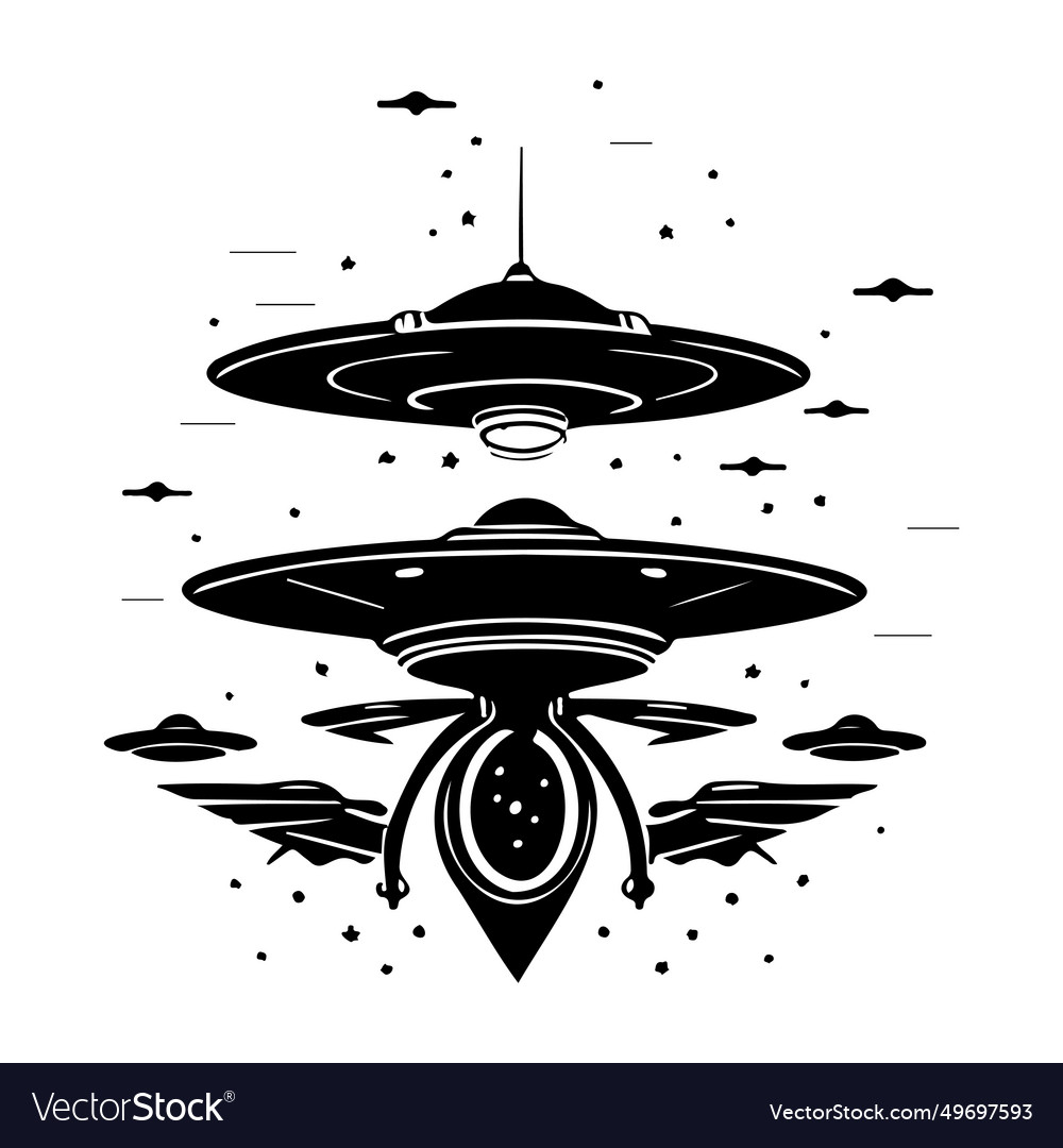 Ufo icon hand draw black colour space logo symbol