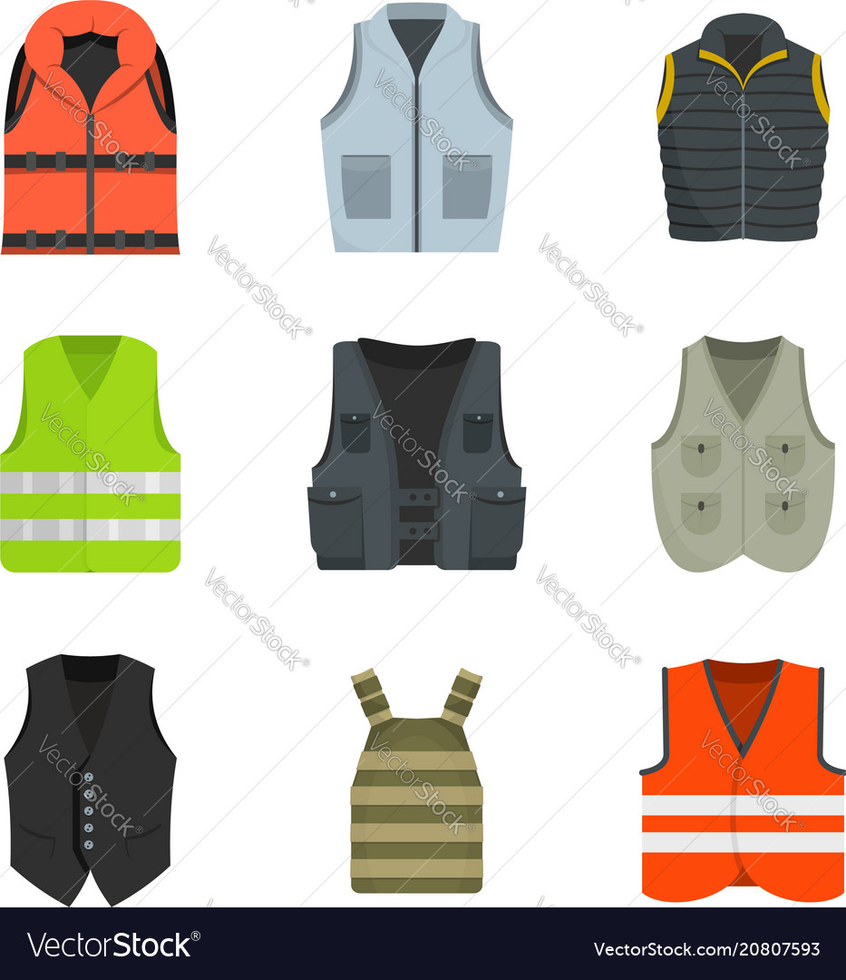 Vest waistcoat jacket suit icons set