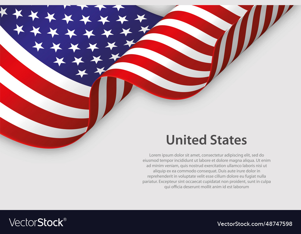 3d ribbon with national flag united states Vector Image