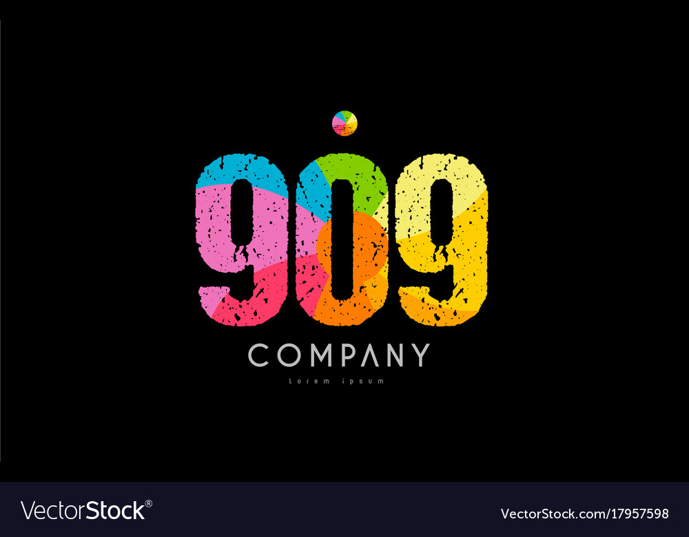 909 number grunge color rainbow numeral digit logo
