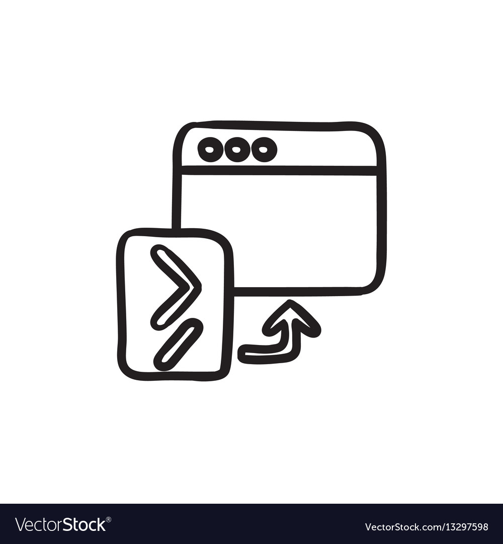 Browser window with terminal startup sketch icon