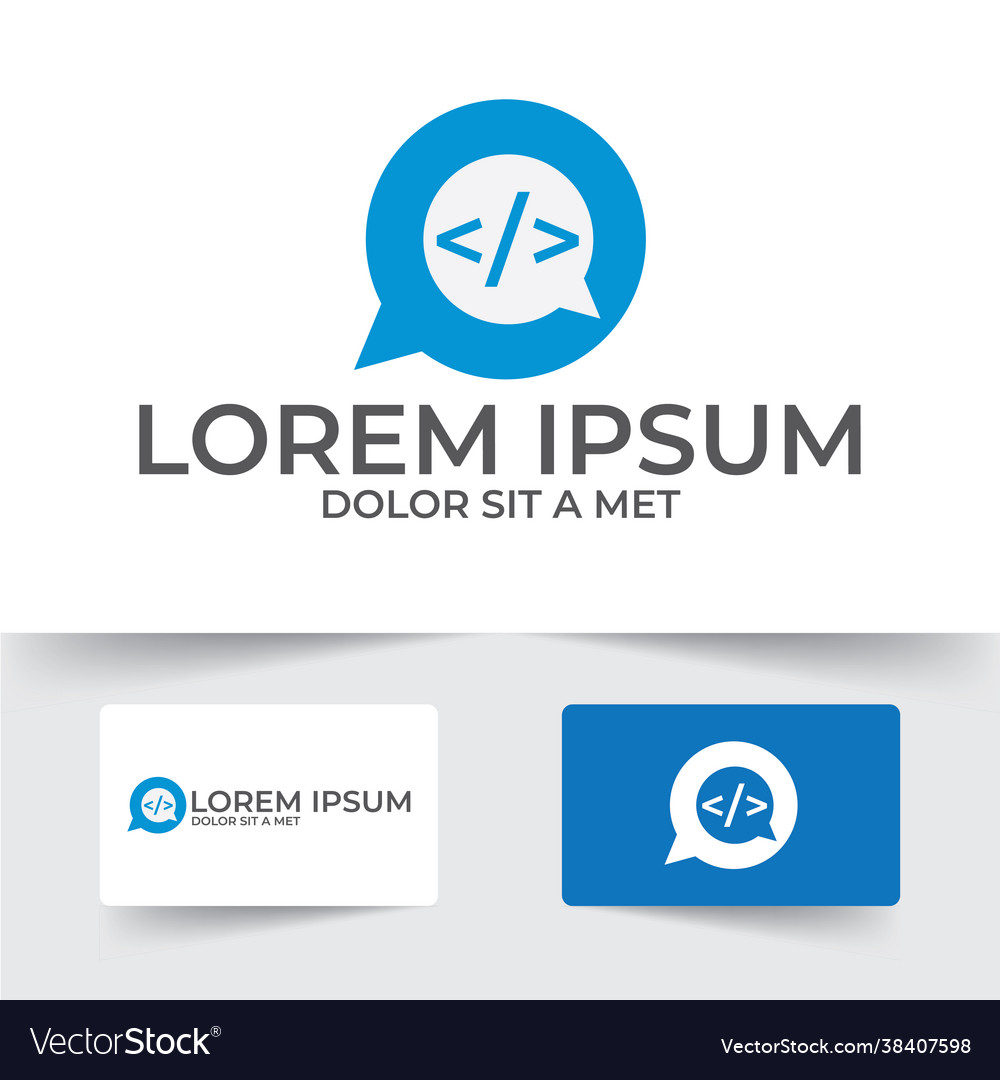 Chat code logo template bubble with coding Vector Image Chat code logo template bubble with coding