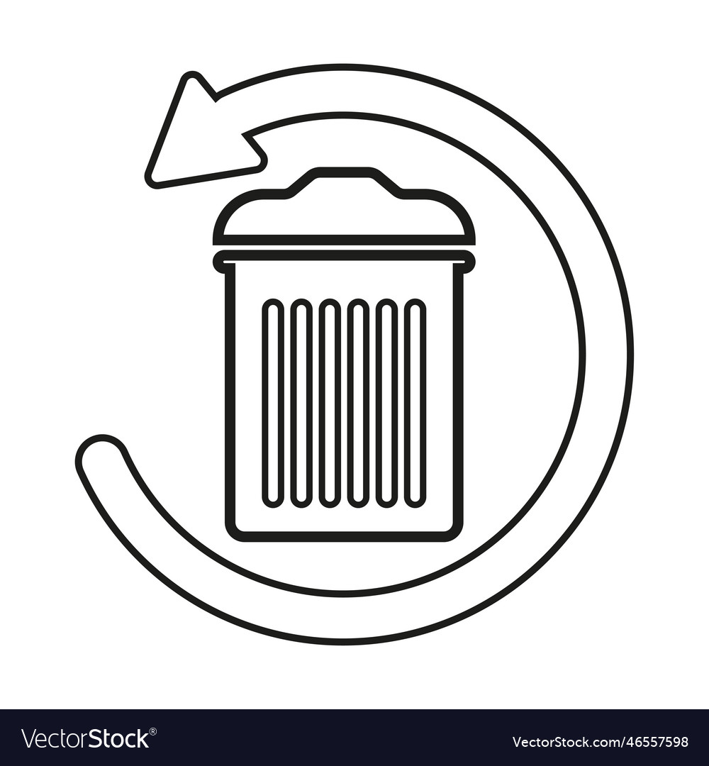 Flat circular arrow trash icon vector image Flat circular arrow trash icon