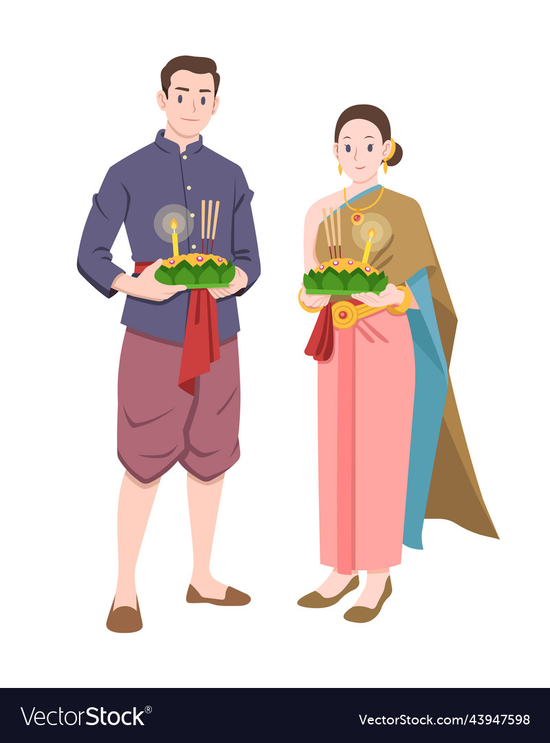 Flat style loy krathong Royalty Free Vector Image